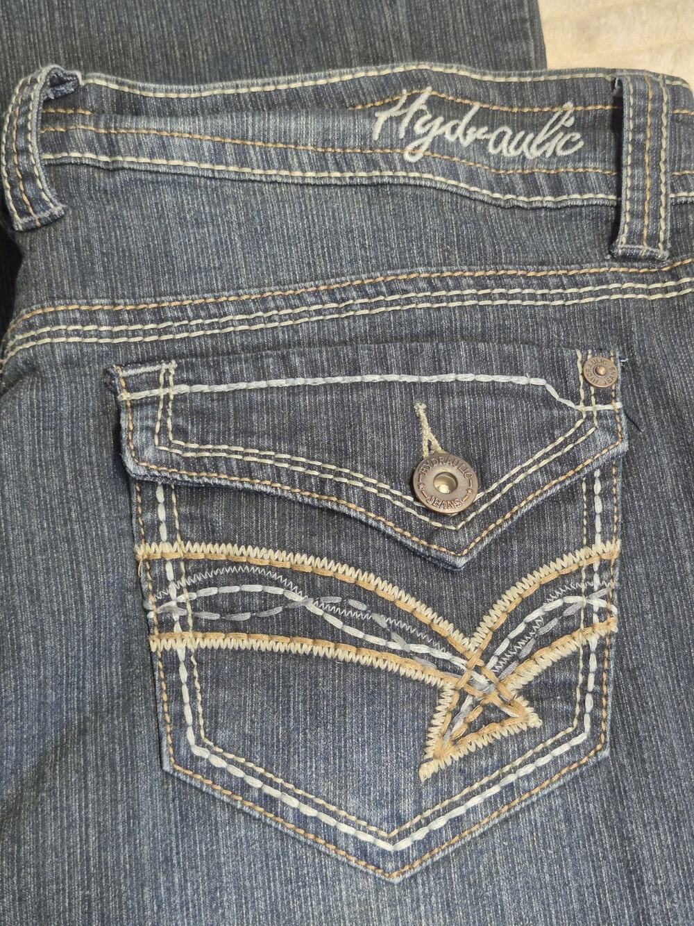 Hydraulic Jeans 16 P Dark Wash Flap Pockets Embroidered Women's 36x28